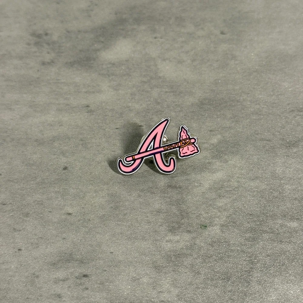 Atlanta‎ Braves Pin Pink Tomahawk Logo MLB Baseball Hat Lapel New Era Accessory